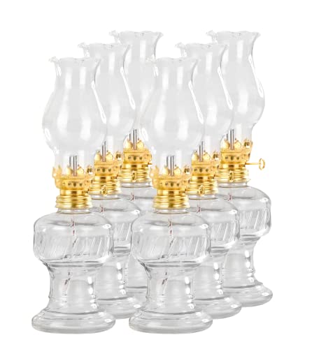 Chaps Merchandising GmbH 6 lámparas de aceite de cristal con casquillo giratorio dorado de 21 cm, lámpara de petróleo con mecha de algodón, perfectas para la boda ideal Cover