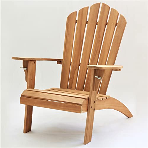 Cambridge Casual Arie Oversized Patio Adirondack Chair, Teak Wood/Natural Teak With Cup Holder #TOP21
