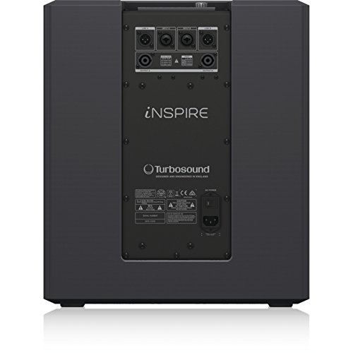 Turbosound iNSPIRE iP12B 1000-Watt-betriebener 12-Zoll-Subwoofer mit zwei Verstärkern für Satellitenlautsprecher, Klark Teknik Spatial Sound, Digitalmixer, Fernbedienung, Bluetooth-Streaming