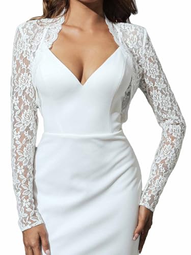 Atigy Damen Spitze Bolero Jäckchen für Abendkleider Langarm Festlich Schulterjacke Kurze Hochzeit Bolerojacke für Kleider (DE/NL/SE/PL, Alphanumerisch, M, Regular, Regular, Weiß) Atigy Damen Spitze Bolero Jäckchen für Abendkleider Langarm Festlich Schulterjacke Kurze Hochzeit Bolerojacke für Kleider (DE/NL/SE/PL, Alphanumerisch, M, Regular, Regular, Weiß)