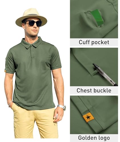 Image of ZITY Mens Polo Shirt Short Sleeve Sports Tactical T-Shirt Athletic Golf Polos Daily Casual Stylish Collared Shirts for Men