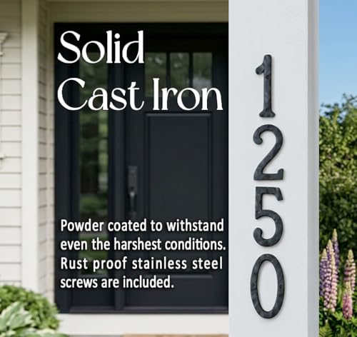 Image of NACH House Numbers for Outside, 5.5 inch Black Address Numbers for House - Number 1 - Rustic Numbers for Outside with Mounting Hardware