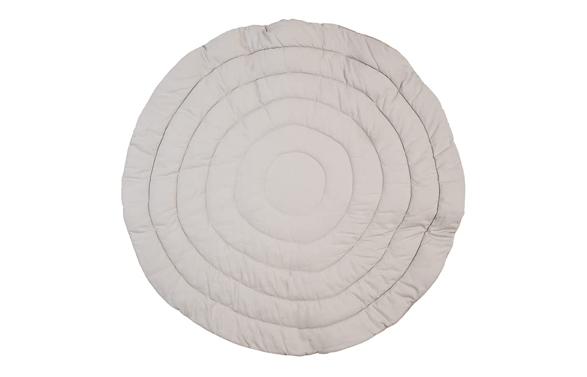 Kindsgut Krabbeldecke Baby rund 120 cm, Baumwolle, Punkte Grau | Gepolsterte Spieldecke 5 cm ab Geburt, OEKO-TEX, Krabbelmatte für Motorik und Bauchlage, waschbar, rollbar, Unisex
