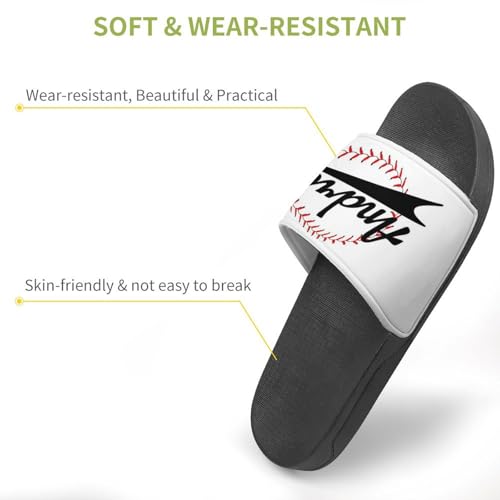 Custom Sports Slides Personalized Slippers - Baseball Sandals Quick Drying Softball Slippers Indoor Outdoor,Gifts for Men Youth Boy (Black,Style 15)3