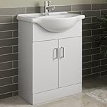 Affine® 650mm Vanity Unit Basin Sink Bathroom Storage Cabinet Cupboard Freestanding, Single Tap Hole Ceramic Wash Basins, Soft Close Door, White Gloss