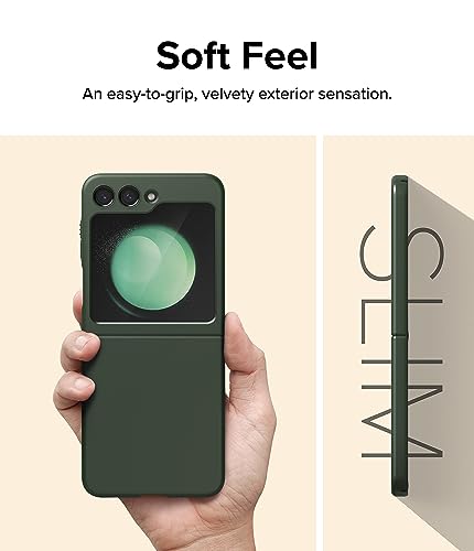 Image of Ringke Slim Compatible with Samsung Galaxy Z Flip 5 Case Back Cover Thin Soft-Feeling Coating Hard PC with Non-Slip Grip Protective Phone Case for Samsung Z Flip 5 5G (2023) - Dark Green
