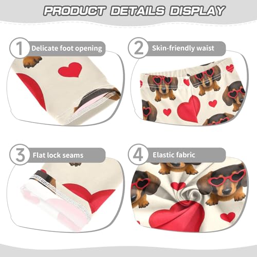 Dachshund Love Pattern Girls Leggings Soft Stretch Workout Yoga Dance Pants for Kids Casual Tights3