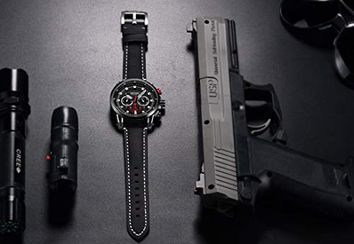 Megir Leather Strap Leisure Quartz Watches For Men 24 Hours Chronograph 3Atm Waterproof Army Sports Wristwatches #TOP3