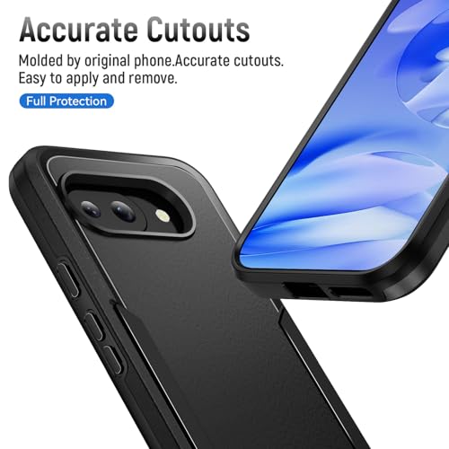 for Pixel 9a Case with Screen Protection: Heavy Duty Protective Shockproof and Scratch Proof Cell Phone case for Google Pixel 9a-Black - image 6