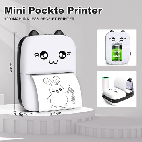 Image of Careflection Mini Pocket Printer,Portable Thermal Printer for Label,Text Memo,Receipt,Sticker,Photo Printers, BT Inkless Printing, Wireless Bluetooth Printer Compatible with iOS and Android (Black)