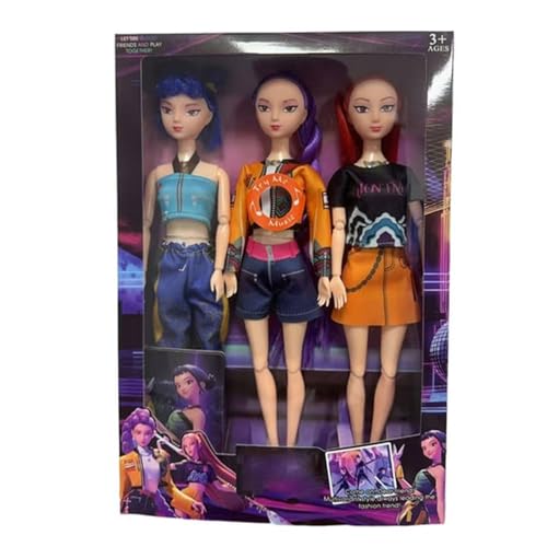 Genérico Muñecas Guerreras KPOP con Música, 3 Piezas Dolls Muñeca De Dibujos Animados, Brazos y Piernas Móviles, para Amantes De La Animación