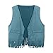Boys Girls Western Cowboy Dress Up Halloween Party Vest Sleeveless Hem Fringe Tassel Waistcoat