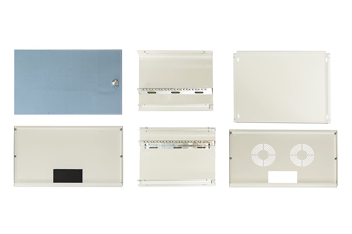 Link LK1907U30E - Armario para Rack de 19 Pulgadas, 6 Unidades de Pared para Redes (A) 370 x (L) 540 x (P) 300 mm, Gris, Puerta de Cristal