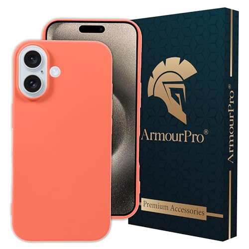 Image of ArmourPro Silicone Back Case for iPhone 16 Soft-Touch Case | Pinkish Orange