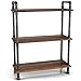 Barnyard Designs Furniture 3-Tier Etagere Bookcase, Solid Pine Open Wood Shelves, Rustic Modern Industrial Metal and Wood Style Bookshelf, Brown, 38.5