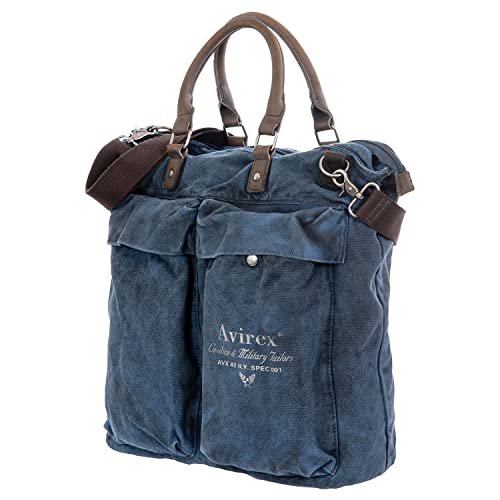 Bolso shopper Avirex espacioso de canvas azul con correa cómoda 6