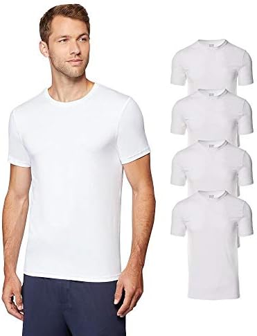 32 DEGREES Mens 4 Pack Cool Quick Dry Active Basic Crew T-Shirt, White, X-Large