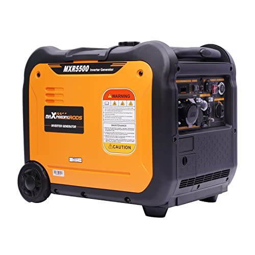 maXpeedingrods Groupe Electrogene Silencieux 5500W Inverter Essence 7,4 PS Démarrage Electrique et...