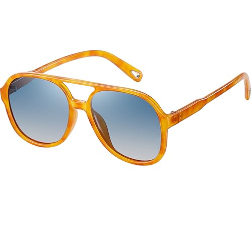Image of Onrtry Retro Polarized Aviator Sunglasses for Women Men Classic 70s Vintage Trendy Square Sun Glasses Shades