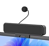 INGA Computer-Lautsprecher mit abnehmbarem Mikrofon, Plug-and-Play-Desktop-Lautsprecher, One-Touch-Stummschaltmikrofon, Stereo und Bass, einfach zu Klemmen, kompatibel mit PC, Mac, Laptop (Schwarz)