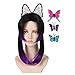 Black Ombre Purple Wig with Butterflies for Halloween and Cons