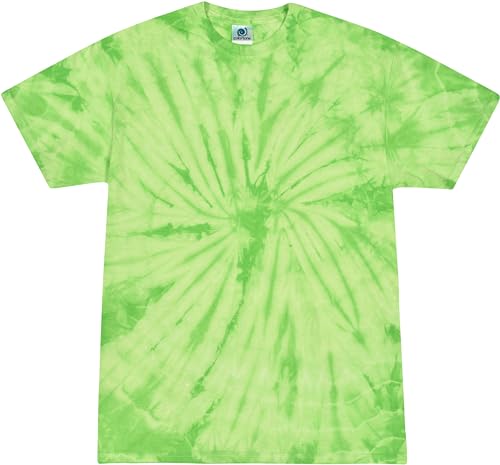 T-shirt Spider Tie Dye avec Motif Spirale Vert Araignée Coton Doux