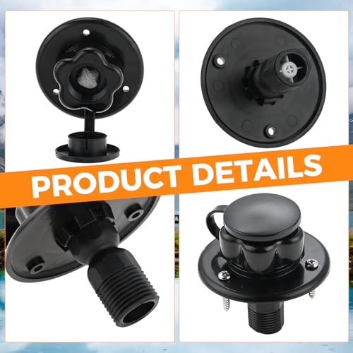 Image of RV City Water Fill Inlet, RV Water Hose Connector, Plastic Flange with Check Valve, Threaded Tube Flange Length 3 inchto 1 /2 inch, for Camper, Trailer, Marine (Black)