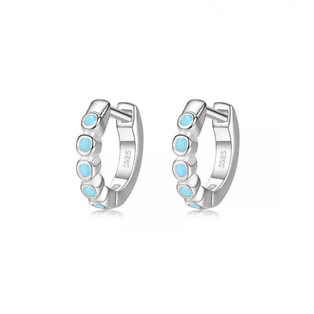 Boucles d'oreilles cerceau turquoise argent 925, le cadeau idéal pour elle