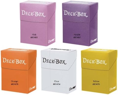 Set of 5 New Ultra-Pro Deck Boxes for Magic, Pokemon, WoW, YuGiOh, Other Cards (Incl. Purple, Yellow, Orange, Clear and Pink)