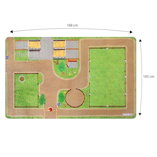 Little Lino Pferde Spielteppich Extra Weich - Reiterhof & Pferdestall Spielwelt - rutschfeste Spielmatte fürs Kinderzimmer 105 x 168 cm