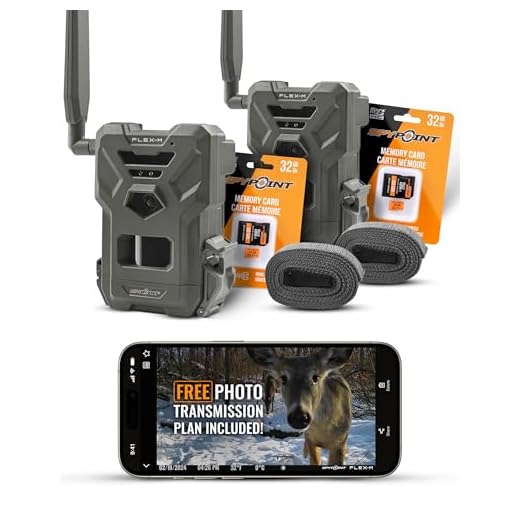 SPYPOINT Flex-M Twin Pack Cellular Trail Cameras - 2 SD Cards Included, Best Hunting Accessories, No WiFi Needed, GPS, Night Vision, IP65 Water-Resistant, 28MP Photos, & 720p Videos + Sound (2)