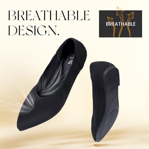 Vipost Women's Ballet Flats Slip On Foldable Knit Dress Shoes Lightweight Breathable Pointed Toe Casual Dressy for Work Office Wedding Travel Comfortable Flats3
