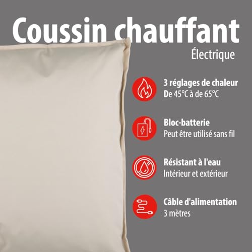 Coussin chauffant exterieur alpina en tissu Oxford beige haute resistance