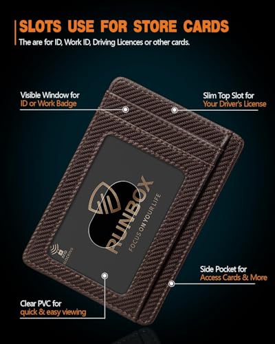 Image of RUNBOX Slim Minimalist Front Pocket RFID Blocking Leather Wallets for Men and Women Card Holder Wallets Gifts for men