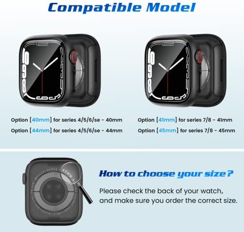 Doeshine [10 Pack] Case for Apple Watch Series 7 45MM with Tempered Glass Screen Protector, Hard PC Full Cover Guard Bumper Protective Coverage for Apple Watch Series 8/7 Anti-Scratches45MM