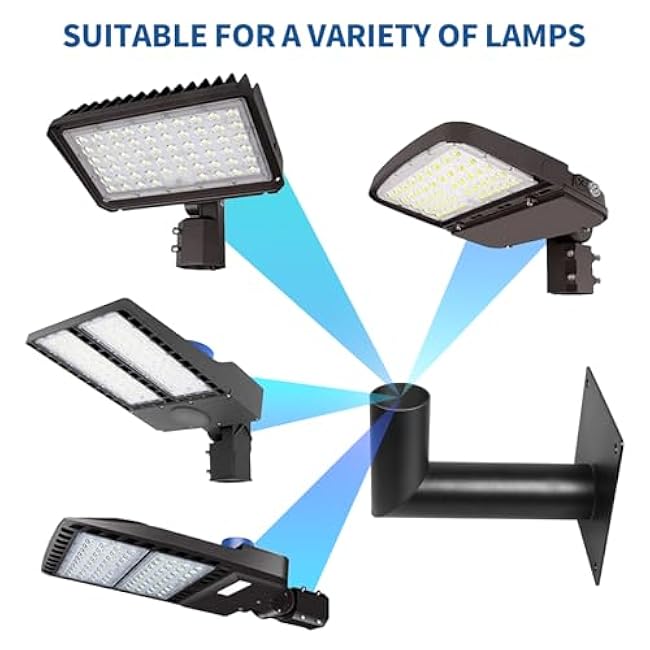 2 Pack 90 Degree Wall Mount Bracket for Slip Fit Light, Tenon Slip Fitter Adapter for Led Parking Lot L-Shaped Brackets (2 3/8inch), for Outdoor Flood Lights