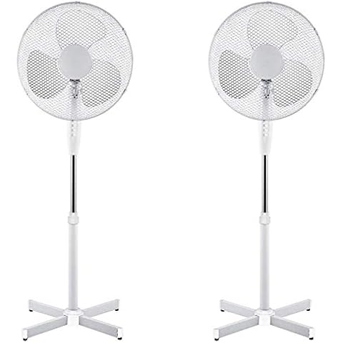 Bravich 2 X 16-Inch Pedestal/Stand, Portable Fan for Home or Small/Large Office, 3 Speed Settings, Sturdy Base, Easy-to-Use Key Switch, Ideal Cooling System-White Twin Pack Cover