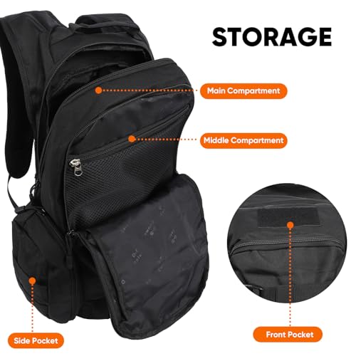 35L Tactical Backpack for Men, MOLLE Military Bug Out Bag, Waterproof Rucksack for Hiking with Hydration Port Black - Image 7