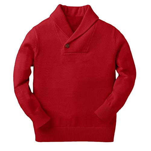 Makkrom Toddlers Baby Boys Girls V Neck Pullover Sweaters Knit Shawl Collar Winter Warm Outwear Red
