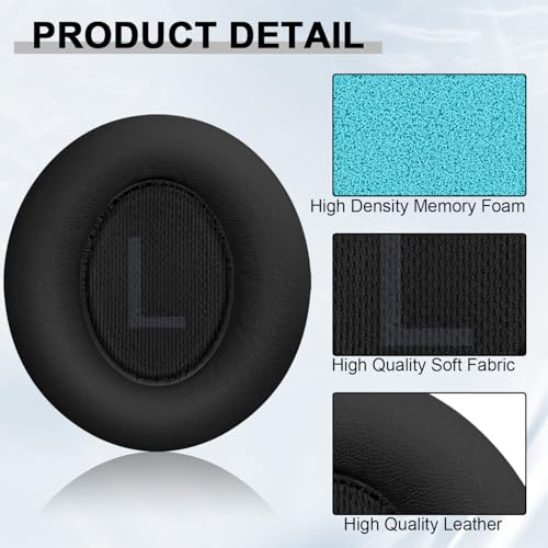 Almohadillas de repuesto para auriculares Anker Soundcore Space Q45, cojines para auriculares, fundas para orejeras, piezas de reparación (negro) miniatura 5