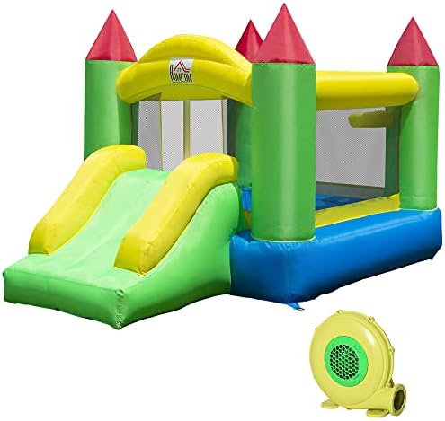 HOMCOM Kids Bouncy Castle Inflatable Bouncer Bounce House and Slide Inflatable Jumper with Blower