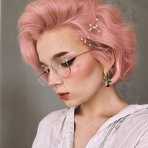 Just Follow 10 Pairs Christmas Hoop Huggie Earrings For Women Christmas Stud Earrings Christmas Trees Bells Snowflakes Earrings Thanksgiving Xmas Holiday Jewelry  thumb #5