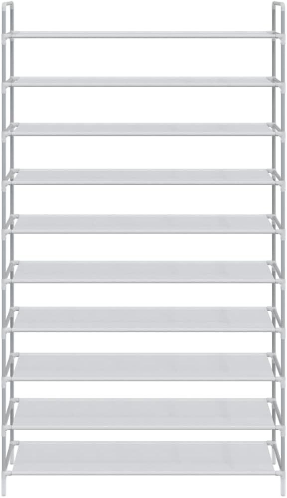 vidaXL Shoe Rack Silver Metal, Plastic, Non-Woven Fabric Large