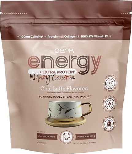 Image of Perk Energy + Extra Protein Powder (1.3 LB) Chai Latte, Gluten-Free