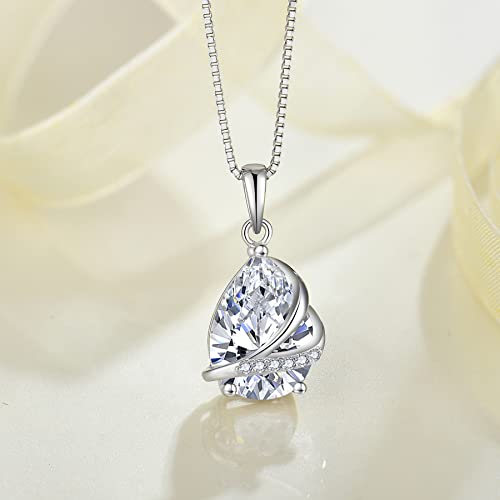 Teardrop Jewelry Set for Women 925 Sterling Silver April Birthstone Necklace and Earrings Set Cubic Zirconia Simulated Diamond Jewelry Gifts for Her3