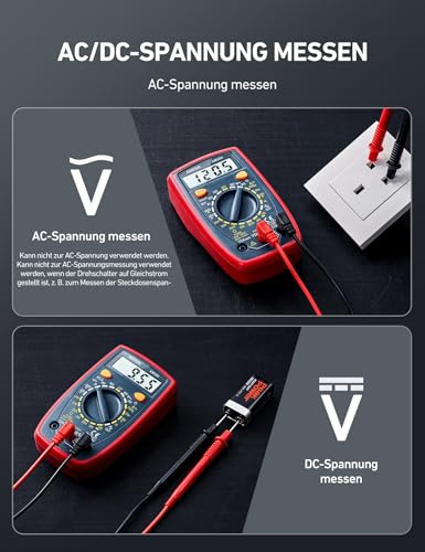 AstroAI Digital Multimeter voltmeter strommessgerät Tester Messung von AC/DC Spannung, DC Strom...