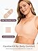 Yisfo Wireless Bras for Women, B–D Cups, Everyday Light Support, W-Shaped Jelly Support, Side-Smoothing U-Back, Wide Straps (Beige,XL)