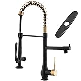 GIMILI Black and Gold Kitchen Faucet with Pull Down Sprayer...