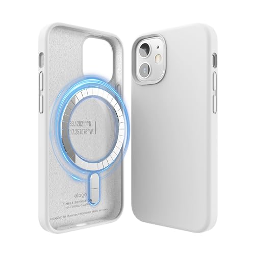 elago Magnetic Silikon-Hülle Case Kompatibel mit iPhone 12 Mini 5,4 Zoll - Eingebaute Magnete, Kompatibel mit MagSafe Zubehör (Weiß)