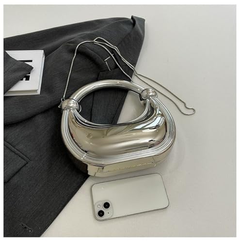 Image of Acrylic Evening Clutch Purse Top-handle Moon Hobo Bag, Elegant Marble Handbag for Wedding Cocktail Party